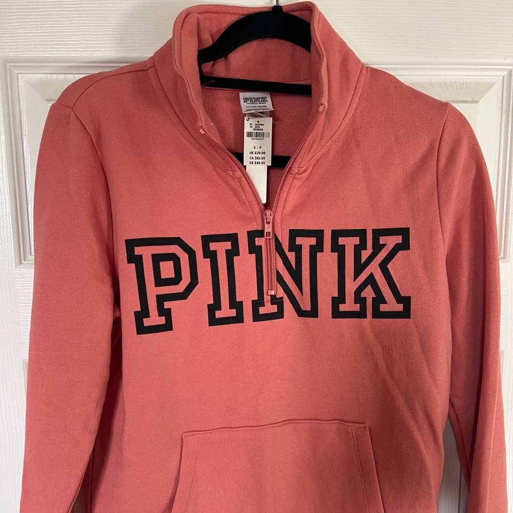 Rust color Pink quarter zip sweatshirt